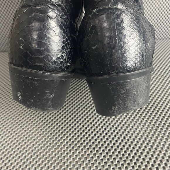 Acme Cowboy Boots Mens 11 D Black Block Heel Embroidered Western Pull On Boots - Picture 12 of 16